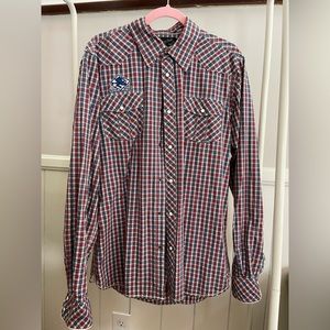 Scotch & Soda “ Scotch Devil” Check RED/White/Blue Shirt Mens Size XL